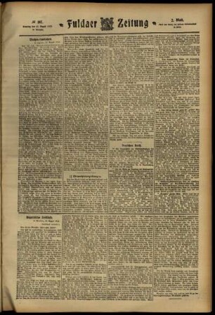 Zweite Ausgabe vom Samstag, den 17. August 1912.