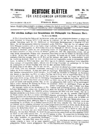 Zur zweiten Auflage des Grundrisses der Pädagogik von Hermann Kern