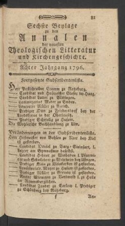 Sechste Beylage