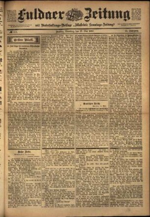 Erste Ausgabe vom Dienstag, den 17. Mai 1898.