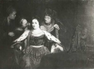 Esther läßt sich schmücken : Gemälde "Esther läßt sich schmücken" (1684, A. d. Gelder; Leinwand; 139 × 163 cm; Stiftung Preußische Schlösser und Gärten Berlin-Brandenburg (SPSG))