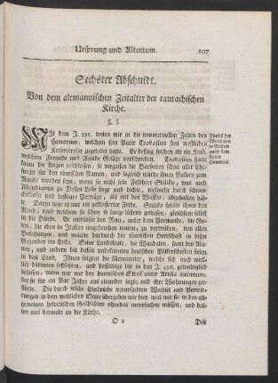 Sechster Abschnidt. Von dem alemannischen Zeitalter der raurachischen Kirche