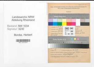 Entnazifizierung Herbert Von Borcke , geb. 00.00.0000 (Oberst)