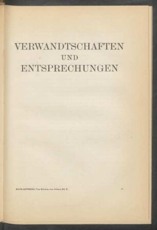 Verwandtschaften und Entsprechungen