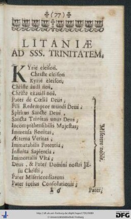 Litaniae Ad SSS. Trinitatem.