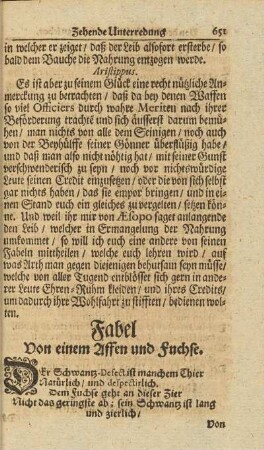 Fabel Von einem Affen und Fuchse.