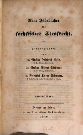 Neue Jahrbücher für sächsisches Strafrecht. 4. 1846