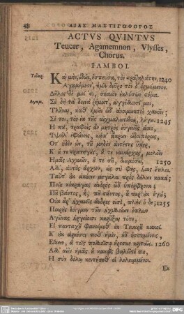 Actus Quintus Teucer, Agamemnon, Ulysses, Chorus