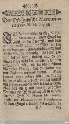 Der Ost-Indische Mercurius redet den N. H. also an: