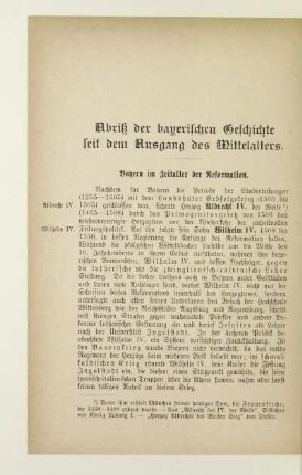 Abriß der bayerischen Geschichte seit dem Ausgang des Mittelalters