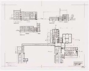 Evangelisches Diakonissenkrankenhaus Bethanien, Berlin-Kreuzberg Umbau. Hauptgebäude: TG und Schnitte 1:200 (Folie von Inv.Nr. 36471)