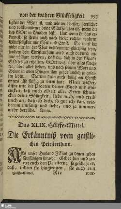 Das XLIX. Hülffs-Mittel. Die Erkänntniß vom geistlichen Priesterthum