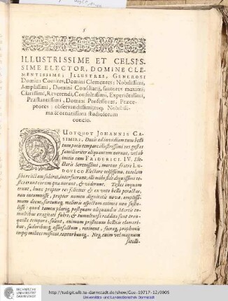 Illustrissime et Celsissime Elector, Domine Clementissime