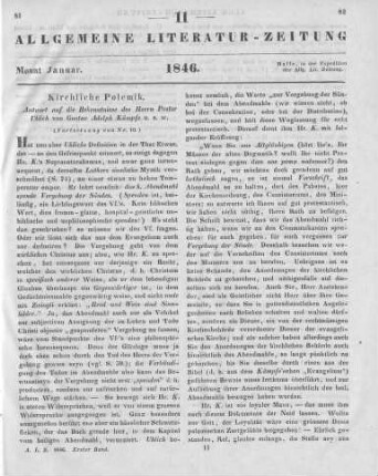 Kämpfe, G. A.: Antwort auf die Bekenntnisse des Herrn Pastor Uhlich. Magdeburg: Heinrichshofen 1845 (Fortsetzung von Nr. 10)