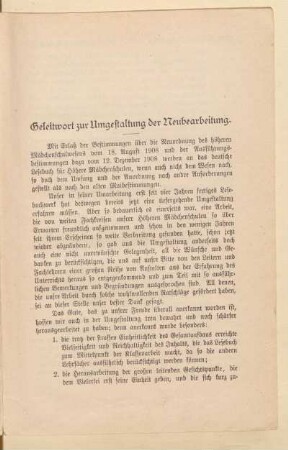 Geleitwort zur Umgestaltung der Neubearbeitung