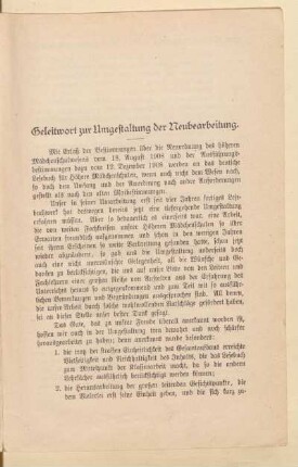 Geleitwort zur Umgestaltung der Neubearbeitung