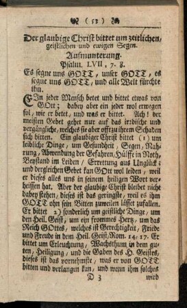 Der glaubige Christ bittet um zeitlichen, geistlichen und ewigen Segen.
