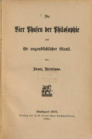 Die vier Phasen der Philosophie und ihr augenblicklicher Stand