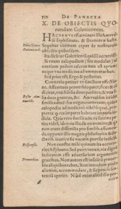 X. De Obiectis Quorundam Galenicorum.