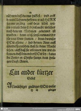 Ein ander kürtzer Gebet