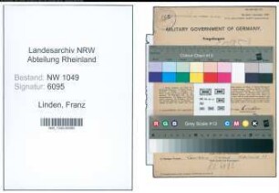 Entnazifizierung Franz Linden , geb. 27.12.1907 (Studienrat)