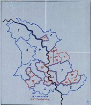 Skizze der Landkreise und Großstädte um Düsseldorf