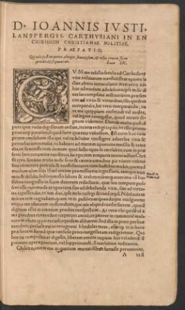 D. Ioannis Iusti ... In Enchiridion Christiane Militiae, Praefatio.