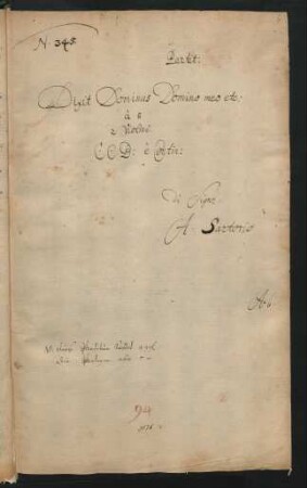 Dixit Dominus; V (3), vl (2), bc; a-Moll