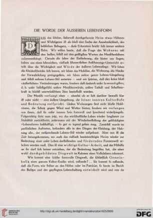 Die Würde der äusseren Lebensform