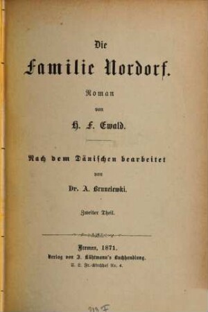 Die Familie Nordorf : Roman, 2. Theil