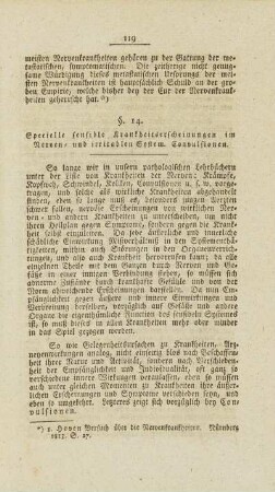 §. 14. Specielle sensible Krankheitserscheinungen im Nerven- und irrablen System. Convulsionen