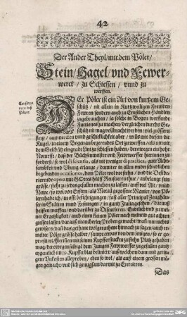 Der Ander Theyl/ mit dem Pöler/ Stein/ Nagel/ und Feuerwerck/ zu Schiessen/ unnd zu werffen.