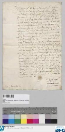 Jorg Vogl, Kammerdiener des Kaisers Maximilian I., stellt der Stadt Nürnberg Quittung aus über 300 fl. Stadtsteuer für 3 Jahre.