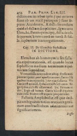 Cap. II. De Elenchis sophisticis In Dictione.