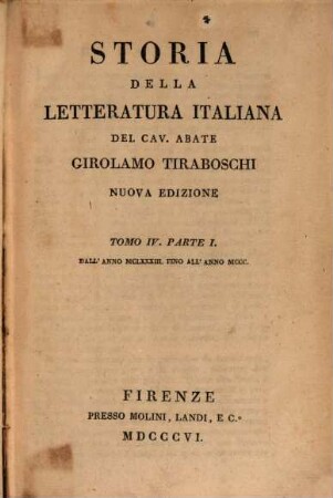 Storia della letteratura italiana, 4,1. Dall'anno MCLXXXIII fino all'anno MCCC