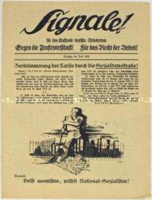 Mitteilungsblatt der NSDAP Leipzig hauptsächlich gegen die SPD