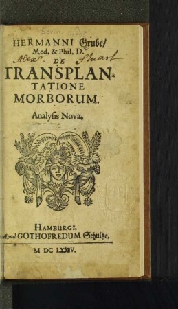 Hermanni Grube/ Med. & Phil. D. De Transplantatione Morborum. Analysis Nova