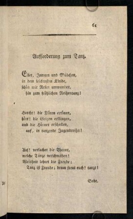 61-69, Aufforderung zum Tanz. - Lied beim Klavier zu singen.
