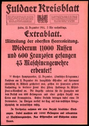 Ausgabe vom Sonntag, den 13. Dezember 1914.
