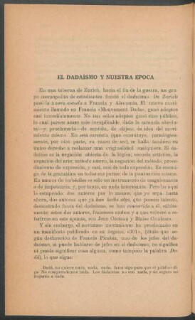 El dadaísmo y nuestra época