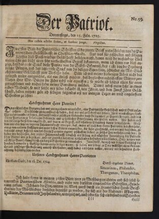 No. 59. Donnerstags, den 15. Febr. 1725