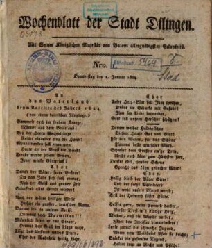 Wochenblatt der Stadt Dillingen. 1824