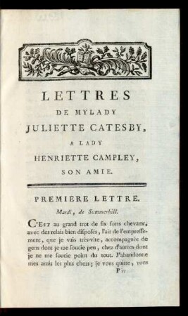 Premiere Lettre. Mardi, de Summerhill.