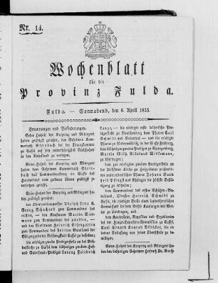 Nr. 14, Ausgabe vom 6. April 1833
