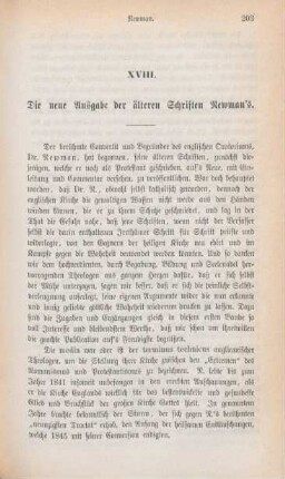 203-210 Die neue Ausgabe der älteren Schriften Newman's