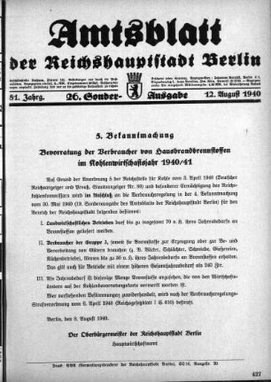 26. Sonder-Ausgabe, 12. August 1940