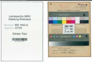Entnazifizierung Paul Schaar, geb. 27.09.1897 (Schauspieler)