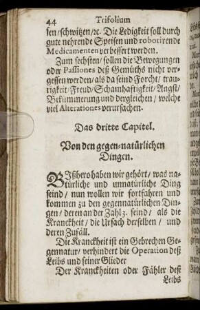 Das dritte Capitel. Von den gegen-natürlichen Dingen