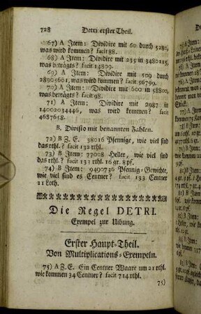 Die Regel Detri. - Detri Practica in Brüchen.