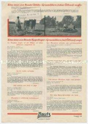 Was man von Bautz Attila-Grasmähern (ohne Ölbad) sagte: / Was man von Bautz-Kugellager-Grasmähern (mit Ölbad) sagt: